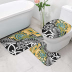 New Zealand Australia Rugby Bathroom Set Wallabies Aboriginal All Black Maori Tiki Together - Aussie Hoodie