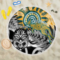 New Zealand Australia Rugby Beach Blanket Wallabies Aboriginal All Black Maori Tiki Together - Aussie Hoodie