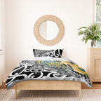 New Zealand Australia Rugby Bedding Set Wallabies Aboriginal All Black Maori Tiki Together - Aussie Hoodie