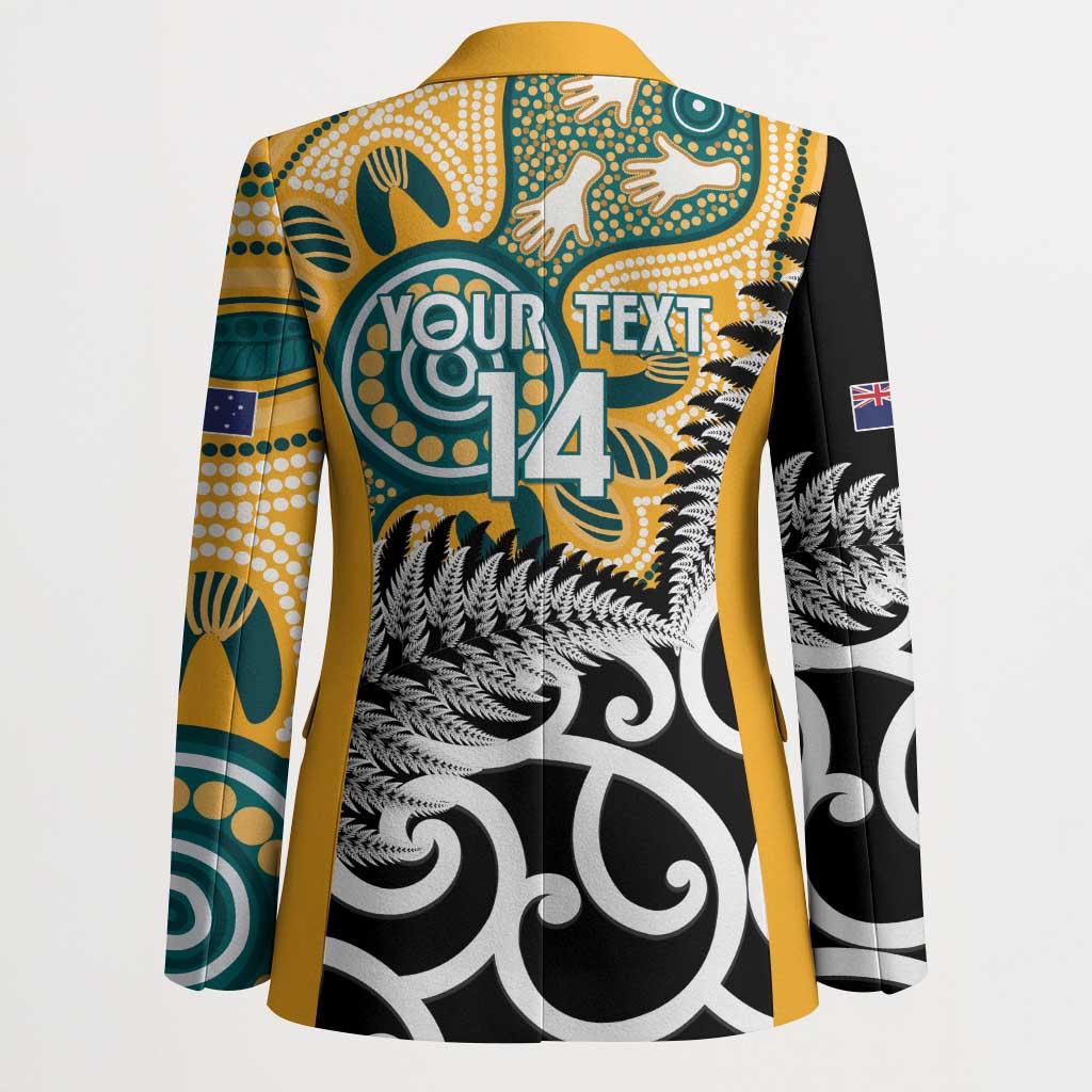 New Zealand Australia Rugby Custom Blazer Wallabies Aboriginal All Black Maori Tiki Together - Aussie Hoodie