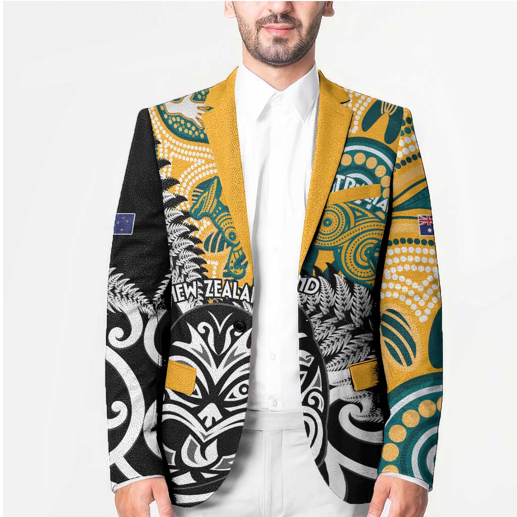 New Zealand Australia Rugby Custom Blazer Wallabies Aboriginal All Black Maori Tiki Together - Aussie Hoodie