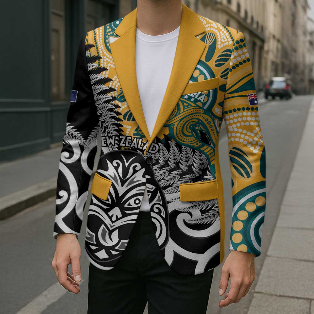 New Zealand Australia Rugby Custom Blazer Wallabies Aboriginal All Black Maori Tiki Together - Aussie Hoodie