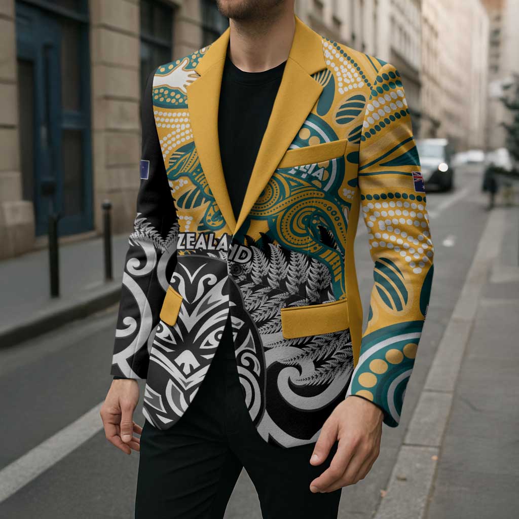 New Zealand Australia Rugby Custom Blazer Wallabies Aboriginal All Black Maori Tiki Together - Aussie Hoodie