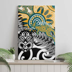 New Zealand Australia Rugby Canvas Wall Art Wallabies Aboriginal All Black Maori Tiki Together - Aussie Hoodie
