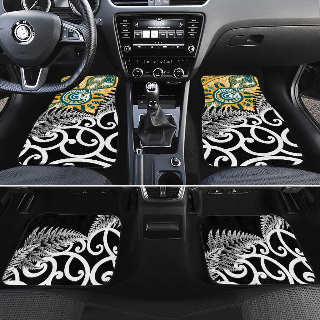 New Zealand Australia Rugby Car Mats Wallabies Aboriginal All Black Maori Tiki Together - Aussie Hoodie