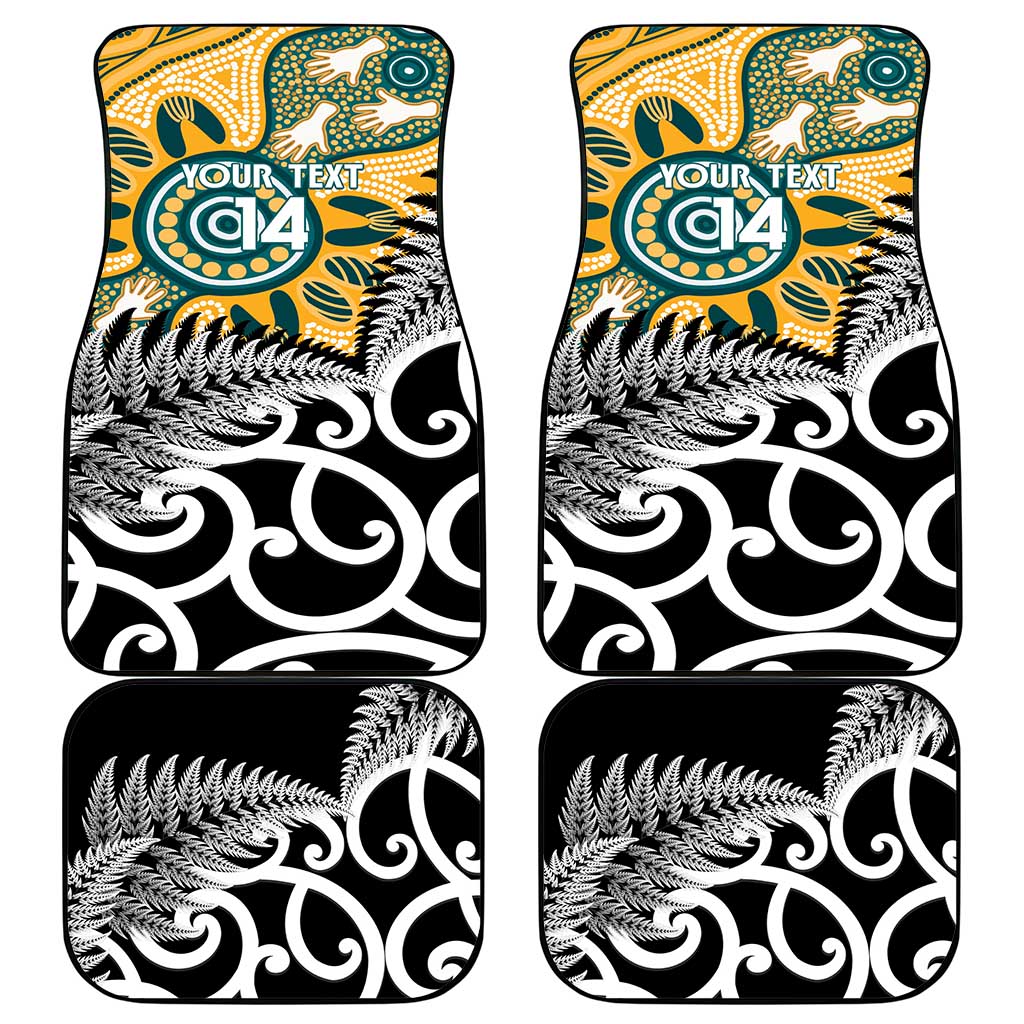 New Zealand Australia Rugby Car Mats Wallabies Aboriginal All Black Maori Tiki Together - Aussie Hoodie