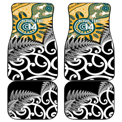 New Zealand Australia Rugby Car Mats Wallabies Aboriginal All Black Maori Tiki Together - Aussie Hoodie