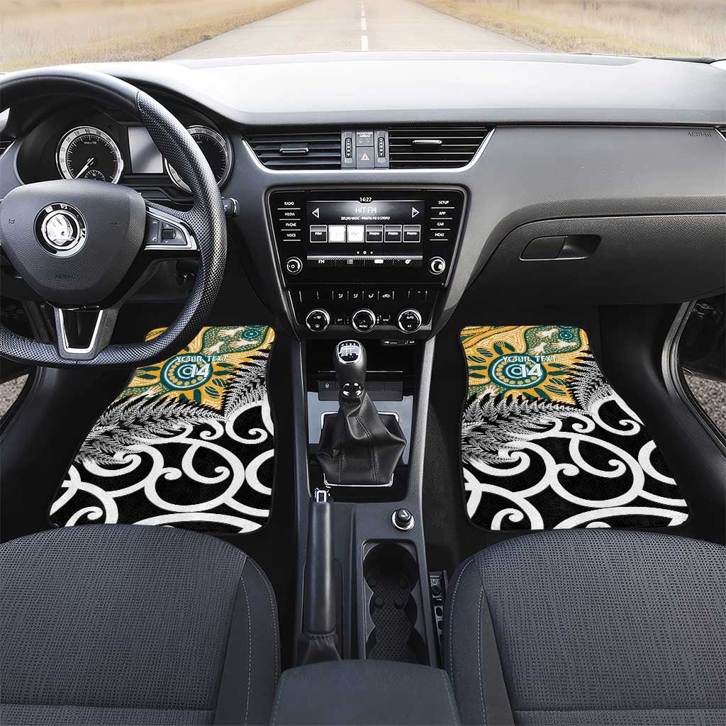 New Zealand Australia Rugby Car Mats Wallabies Aboriginal All Black Maori Tiki Together - Aussie Hoodie