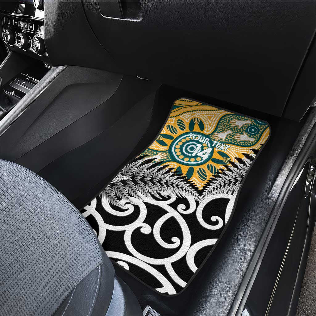 New Zealand Australia Rugby Car Mats Wallabies Aboriginal All Black Maori Tiki Together - Aussie Hoodie