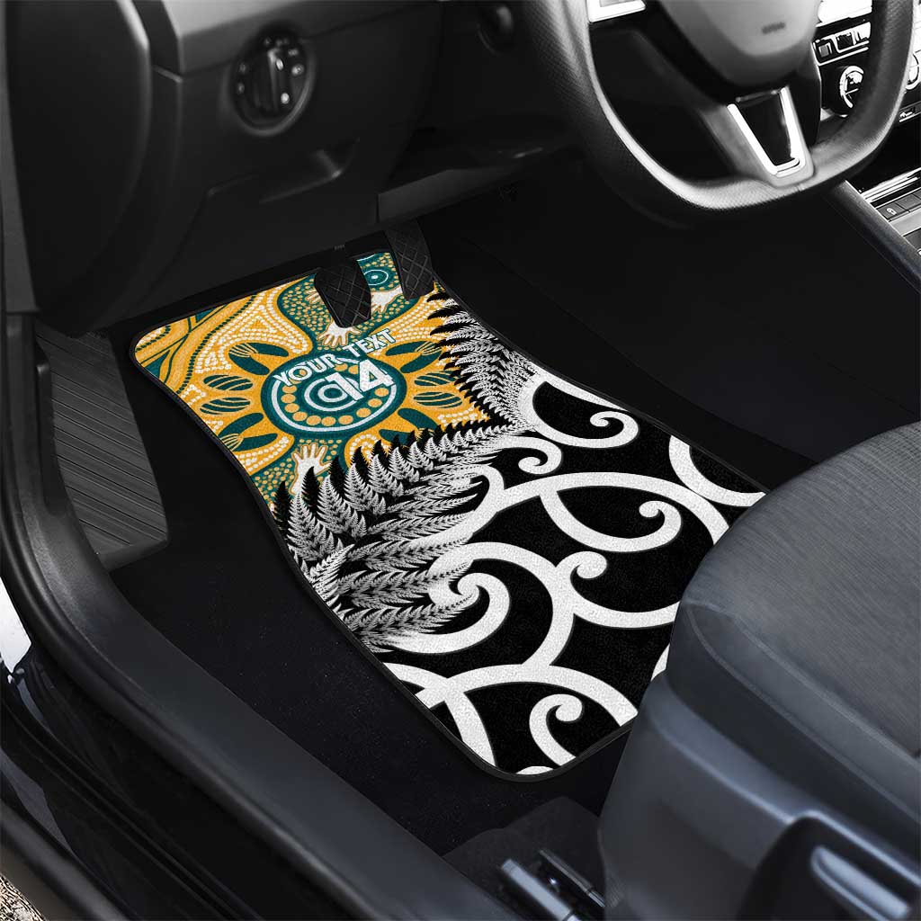 New Zealand Australia Rugby Car Mats Wallabies Aboriginal All Black Maori Tiki Together - Aussie Hoodie