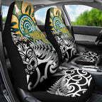 New Zealand Australia Rugby Car Seat Cover Wallabies Aboriginal All Black Maori Tiki Together - Aussie Hoodie