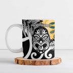 New Zealand Australia Rugby Ceramic Mug Wallabies Aboriginal All Black Maori Tiki Together - Aussie Hoodie