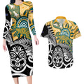 New Zealand Australia Rugby Custom Couples Matching Long Sleeve Bodycon Dress and Hawaiian Shirt Wallabies Aboriginal All Black Maori Tiki Together - Aussie Hoodie