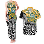 New Zealand Australia Rugby Custom Couples Matching Tank Maxi Dress and Hawaiian Shirt Wallabies Aboriginal All Black Maori Tiki Together - Aussie Hoodie