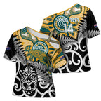 New Zealand Australia Rugby Custom Cross Shoulder Shirt Wallabies Aboriginal All Black Maori Tiki Together - Aussie Hoodie