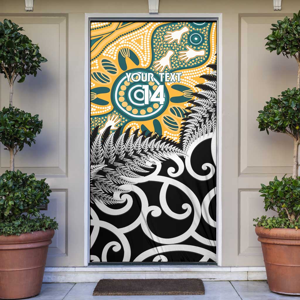 New Zealand Australia Rugby Door Cover Wallabies Aboriginal All Black Maori Tiki Together - Aussie Hoodie