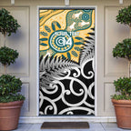 New Zealand Australia Rugby Door Cover Wallabies Aboriginal All Black Maori Tiki Together - Aussie Hoodie