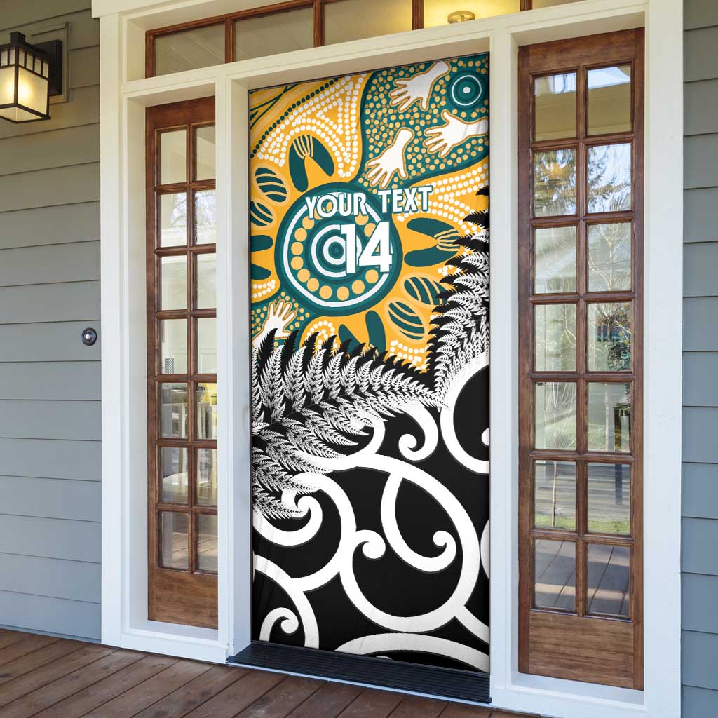 New Zealand Australia Rugby Door Cover Wallabies Aboriginal All Black Maori Tiki Together - Aussie Hoodie