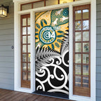 New Zealand Australia Rugby Door Cover Wallabies Aboriginal All Black Maori Tiki Together - Aussie Hoodie