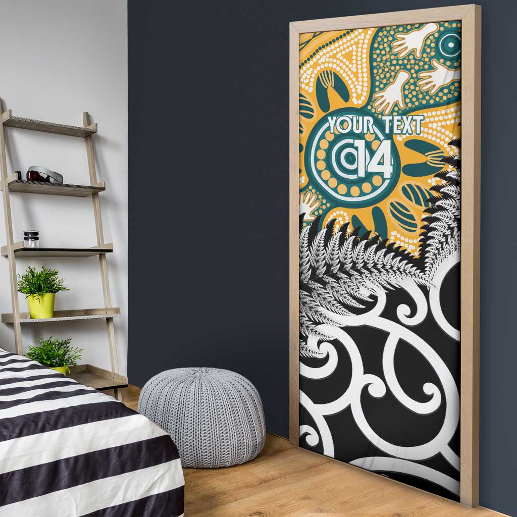 New Zealand Australia Rugby Door Cover Wallabies Aboriginal All Black Maori Tiki Together - Aussie Hoodie