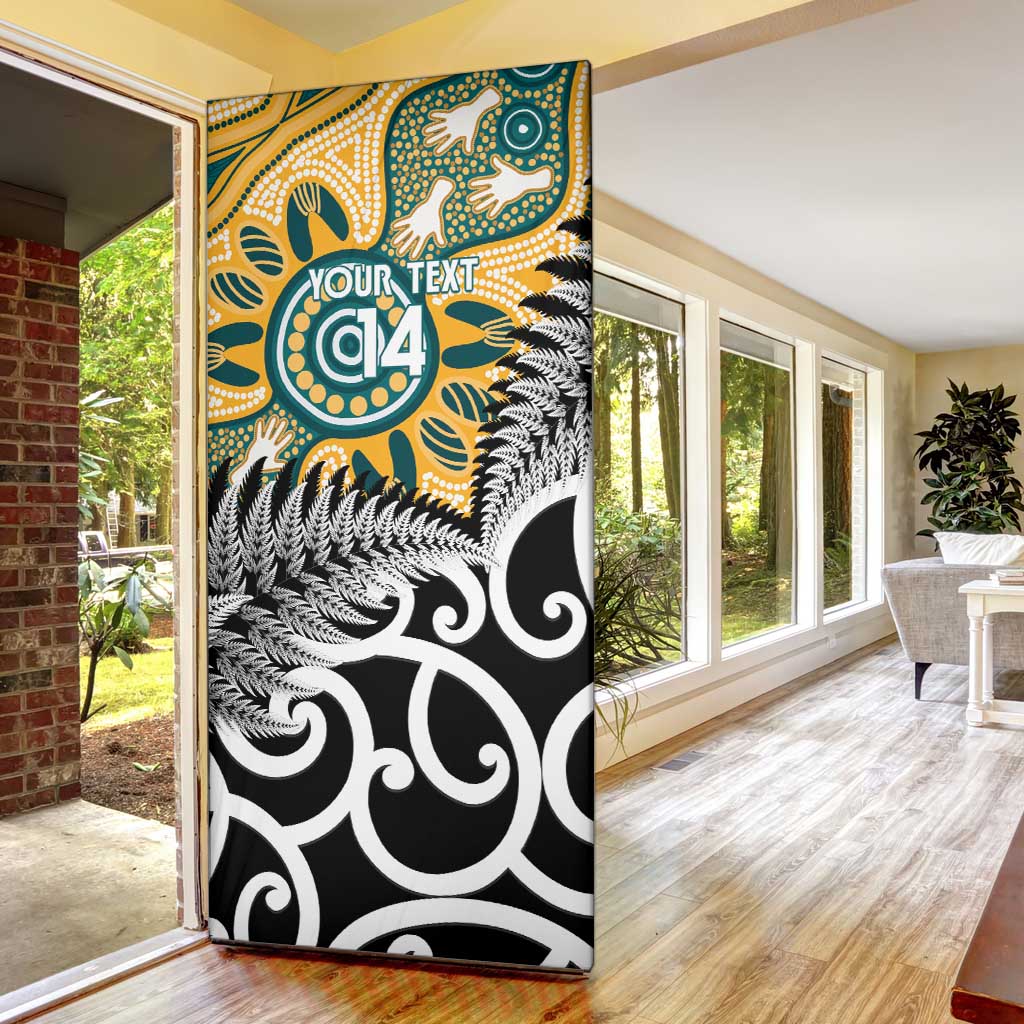 New Zealand Australia Rugby Door Cover Wallabies Aboriginal All Black Maori Tiki Together - Aussie Hoodie
