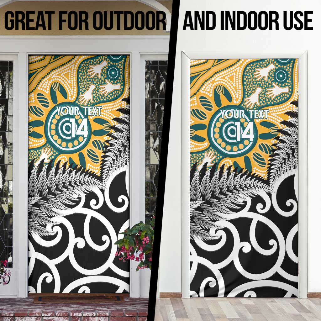 New Zealand Australia Rugby Door Cover Wallabies Aboriginal All Black Maori Tiki Together - Aussie Hoodie