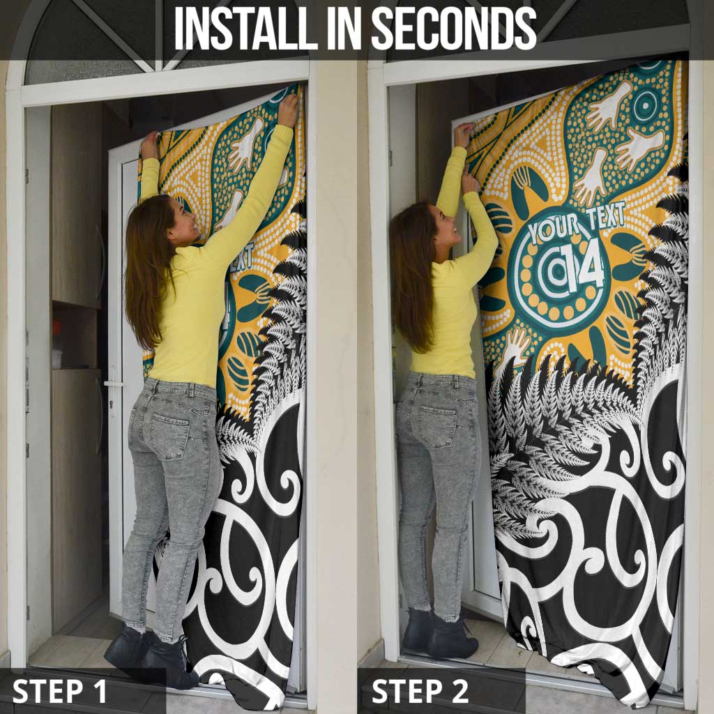 New Zealand Australia Rugby Door Cover Wallabies Aboriginal All Black Maori Tiki Together - Aussie Hoodie