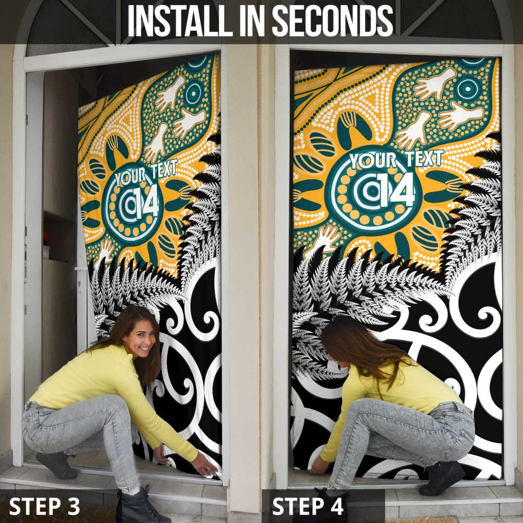 New Zealand Australia Rugby Door Cover Wallabies Aboriginal All Black Maori Tiki Together - Aussie Hoodie