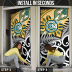 New Zealand Australia Rugby Door Cover Wallabies Aboriginal All Black Maori Tiki Together - Aussie Hoodie