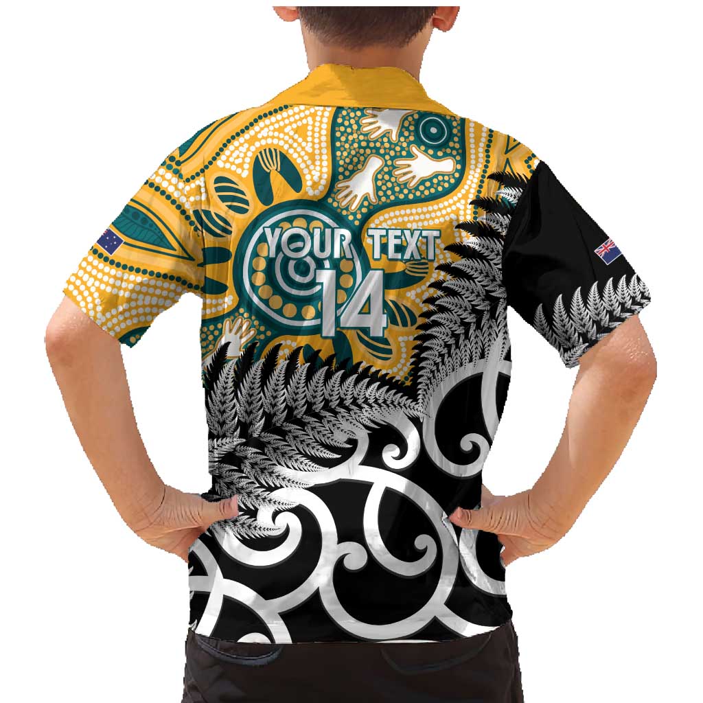 New Zealand Australia Rugby Custom Family Matching Mermaid Dress and Hawaiian Shirt Wallabies Aboriginal All Black Maori Tiki Together - Aussie Hoodie