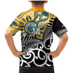 New Zealand Australia Rugby Custom Family Matching Mermaid Dress and Hawaiian Shirt Wallabies Aboriginal All Black Maori Tiki Together - Aussie Hoodie
