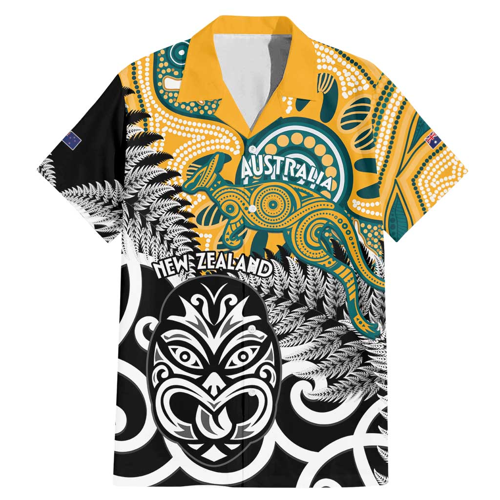 New Zealand Australia Rugby Custom Family Matching Mermaid Dress and Hawaiian Shirt Wallabies Aboriginal All Black Maori Tiki Together - Aussie Hoodie