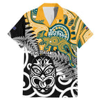 New Zealand Australia Rugby Custom Family Matching Mermaid Dress and Hawaiian Shirt Wallabies Aboriginal All Black Maori Tiki Together - Aussie Hoodie