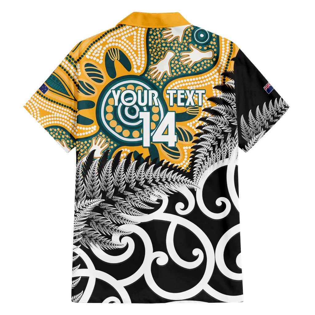 New Zealand Australia Rugby Custom Family Matching Off Shoulder Maxi Dress and Hawaiian Shirt Wallabies Aboriginal All Black Maori Tiki Together - Aussie Hoodie