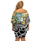 New Zealand Australia Rugby Custom Family Matching Off Shoulder Short Dress and Hawaiian Shirt Wallabies Aboriginal All Black Maori Tiki Together - Aussie Hoodie