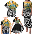 New Zealand Australia Rugby Custom Family Matching Puletasi and Hawaiian Shirt Wallabies Aboriginal All Black Maori Tiki Together - Aussie Hoodie