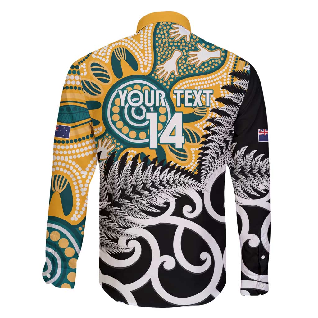 New Zealand Australia Rugby Custom Family Matching Short Sleeve Bodycon Dress and Hawaiian Shirt Wallabies Aboriginal All Black Maori Tiki Together - Aussie Hoodie