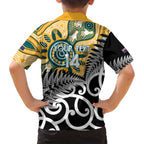 New Zealand Australia Rugby Custom Family Matching Tank Maxi Dress and Hawaiian Shirt Wallabies Aboriginal All Black Maori Tiki Together - Aussie Hoodie