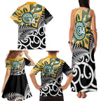 New Zealand Australia Rugby Custom Family Matching Tank Maxi Dress and Hawaiian Shirt Wallabies Aboriginal All Black Maori Tiki Together - Aussie Hoodie