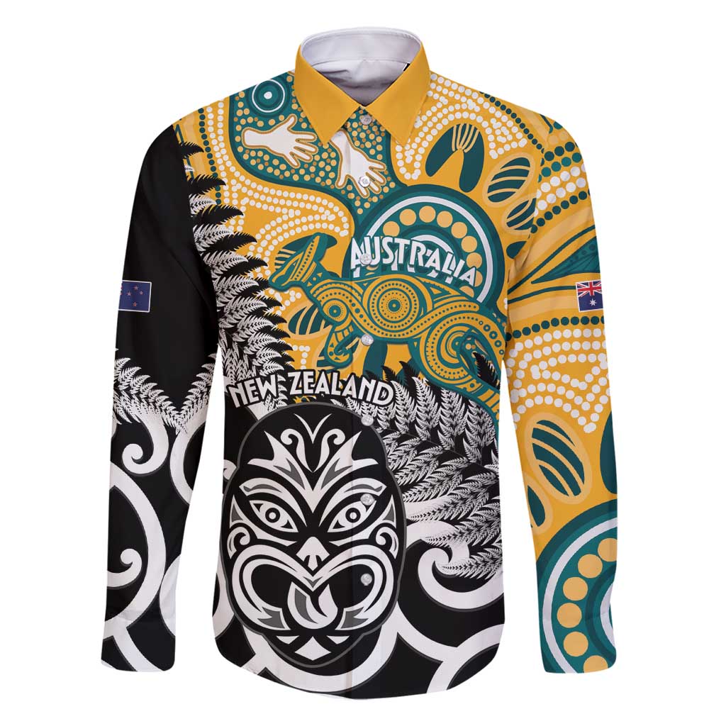 New Zealand Australia Rugby Custom Family Matching Tank Maxi Dress and Hawaiian Shirt Wallabies Aboriginal All Black Maori Tiki Together - Aussie Hoodie