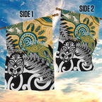 New Zealand Australia Rugby Garden Flag Wallabies Aboriginal All Black Maori Tiki Together - Aussie Hoodie