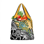 New Zealand Australia Rugby Grocery Bag Wallabies Aboriginal All Black Maori Tiki Together - Aussie Hoodie