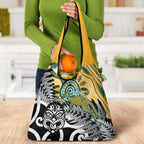 New Zealand Australia Rugby Grocery Bag Wallabies Aboriginal All Black Maori Tiki Together - Aussie Hoodie