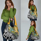 New Zealand Australia Rugby Grocery Bag Wallabies Aboriginal All Black Maori Tiki Together - Aussie Hoodie