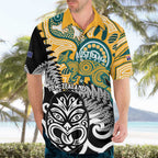 New Zealand Australia Rugby Custom Hawaiian Shirt Wallabies Aboriginal All Black Maori Tiki Together - Aussie Hoodie