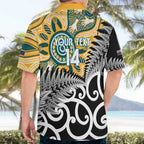 New Zealand Australia Rugby Custom Hawaiian Shirt Wallabies Aboriginal All Black Maori Tiki Together - Aussie Hoodie