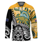 New Zealand Australia Rugby Custom Hockey Jersey Wallabies Aboriginal All Black Maori Tiki Together - Aussie Hoodie