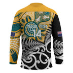 New Zealand Australia Rugby Custom Hockey Jersey Wallabies Aboriginal All Black Maori Tiki Together - Aussie Hoodie