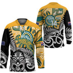 New Zealand Australia Rugby Custom Hockey Jersey Wallabies Aboriginal All Black Maori Tiki Together - Aussie Hoodie