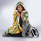 New Zealand Australia Rugby Hooded Blanket Wallabies Aboriginal All Black Maori Tiki Together - Aussie Hoodie